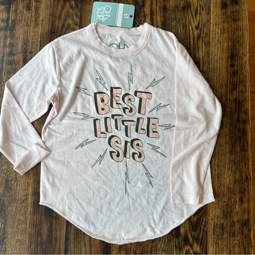 NWT Chaser Girls Best Little Sis long-sleeve pink tee | Size 6